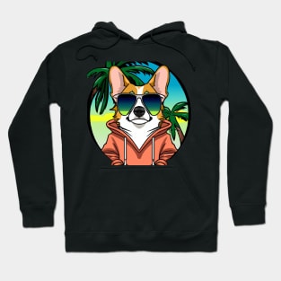 Tropical Beach Corgi Hoodie